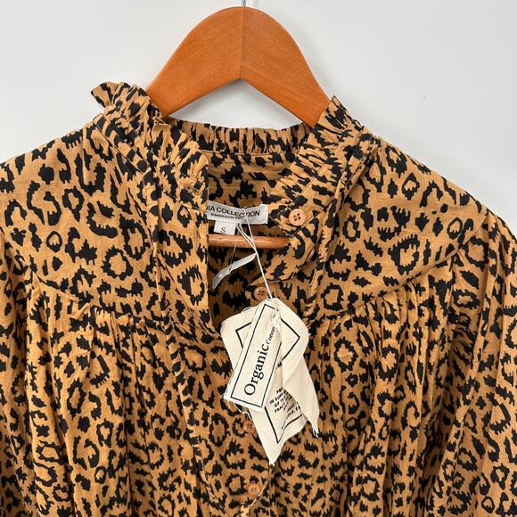 EMERSON FRY NWT India Collection Emmaline Org Cotton Animal Print Blouse // S - Picture 5 of 13
